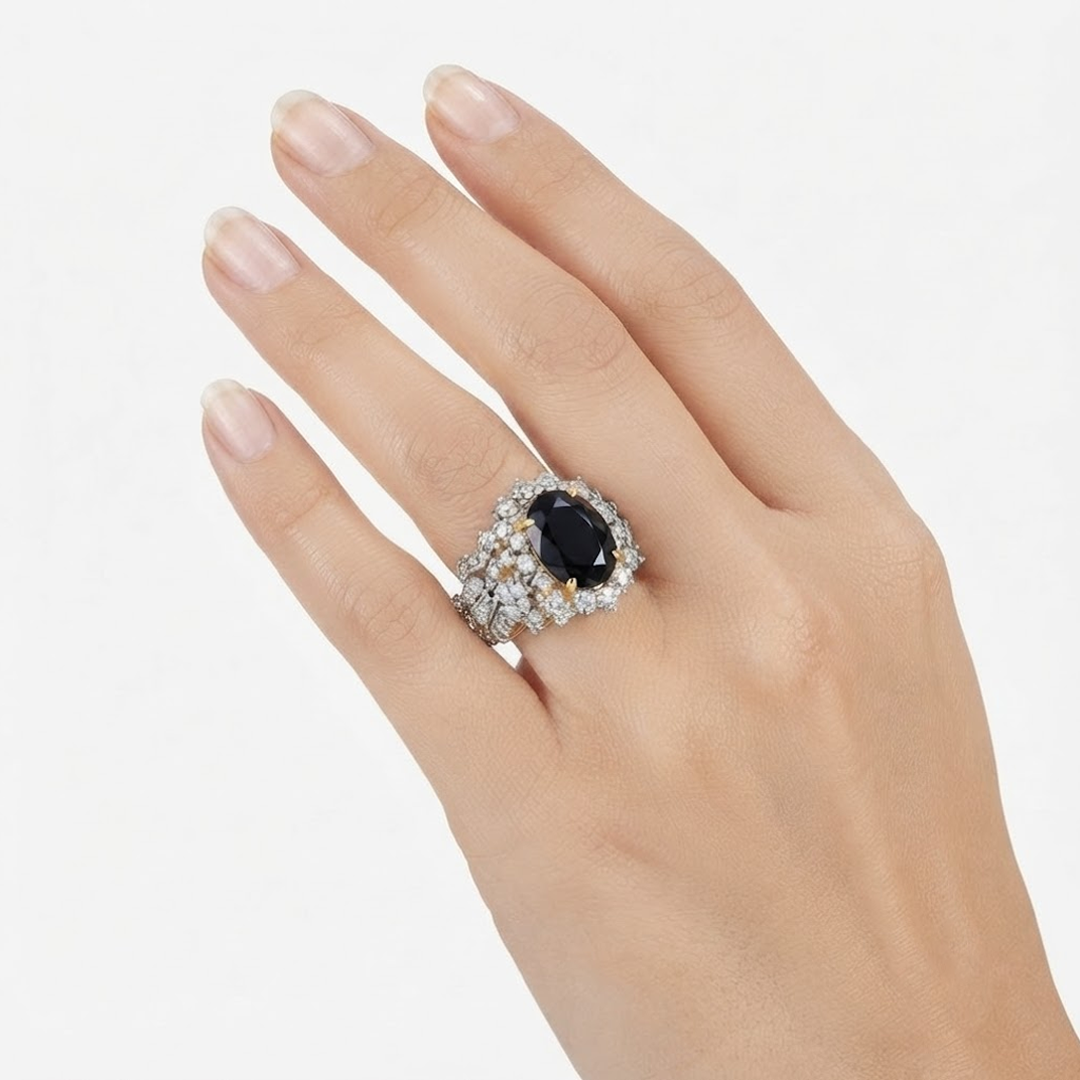 Black Sapphire Cluster Ring - Image 3