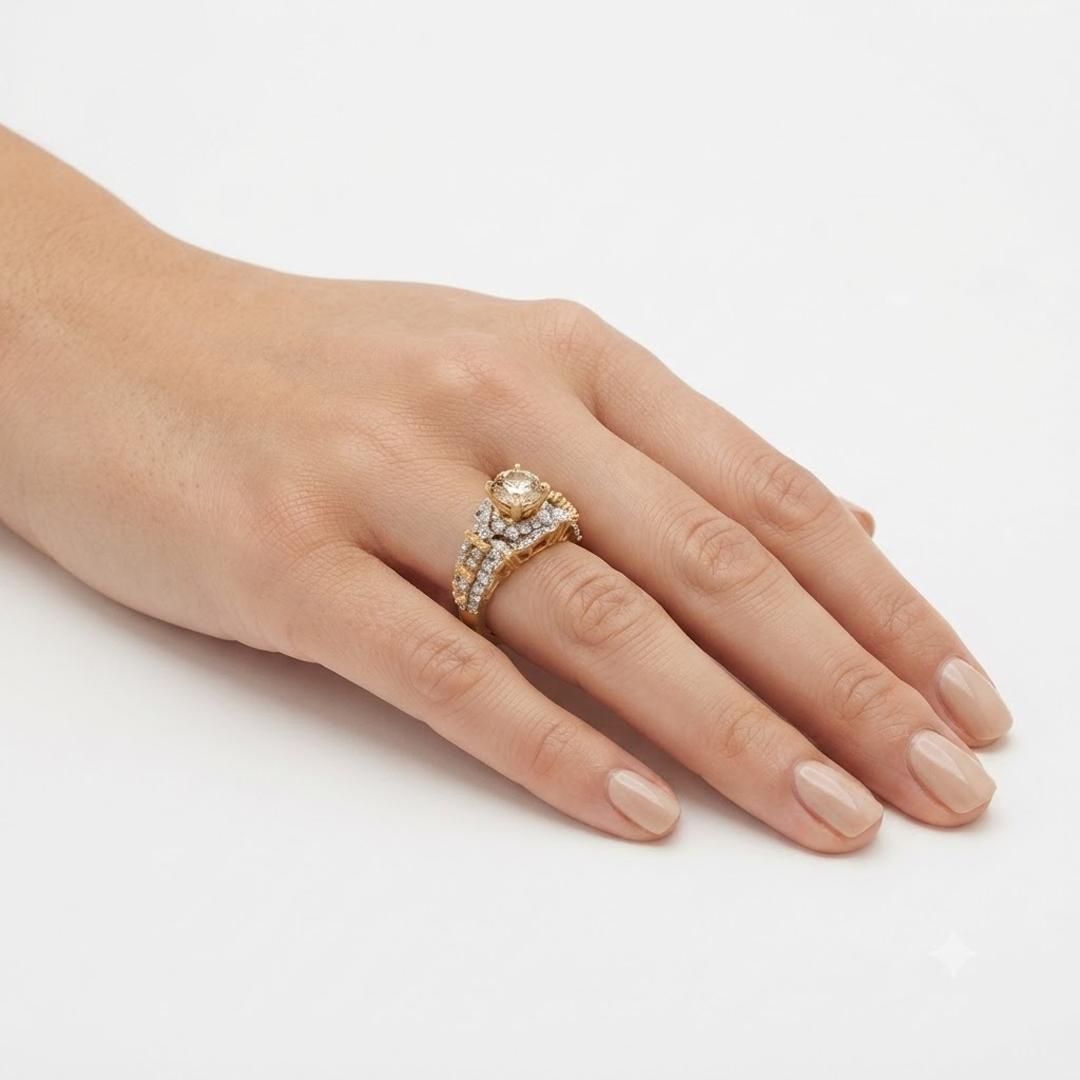 Double Halo Cocktail Ring - Image 3