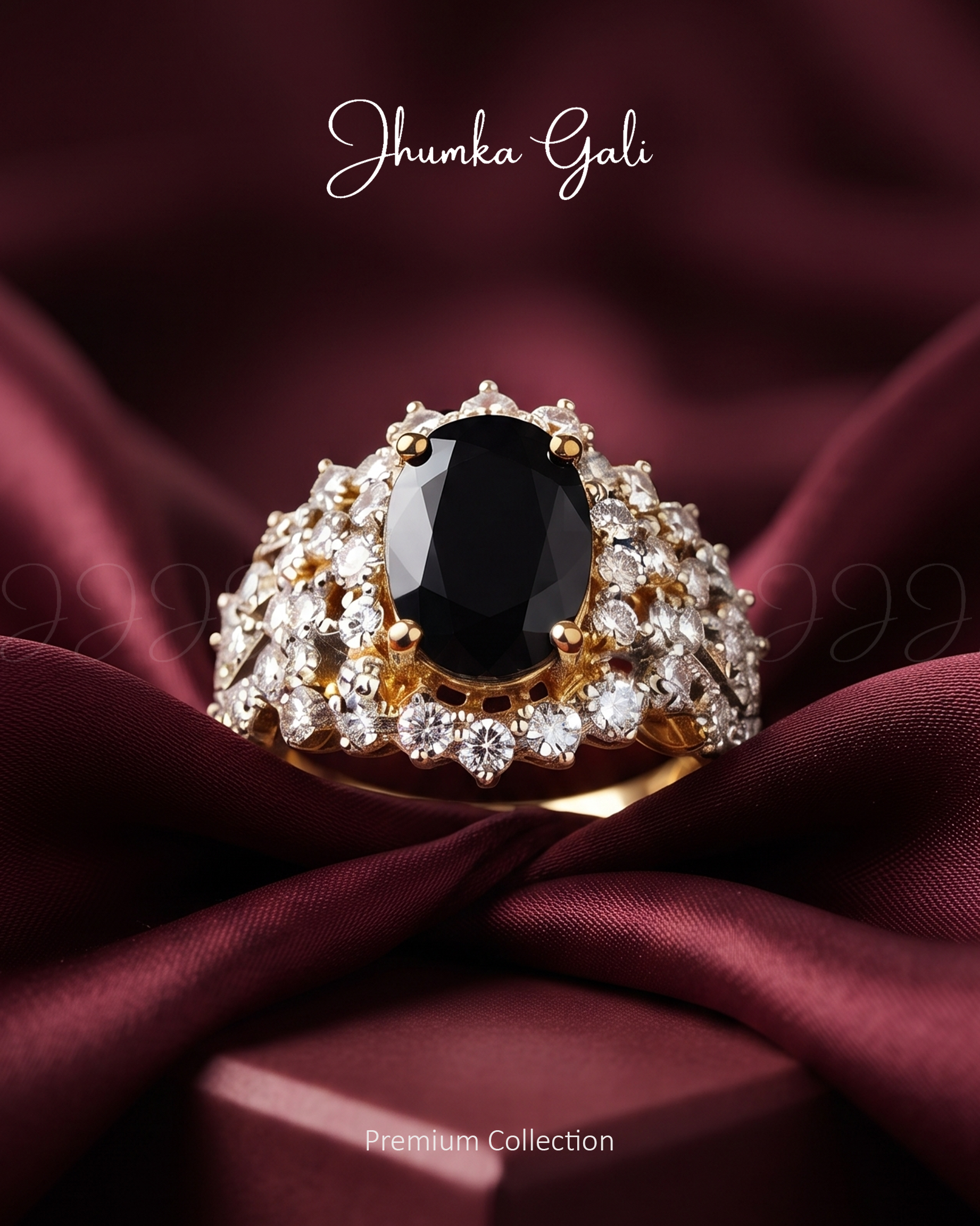 Black Sapphire Cluster Ring