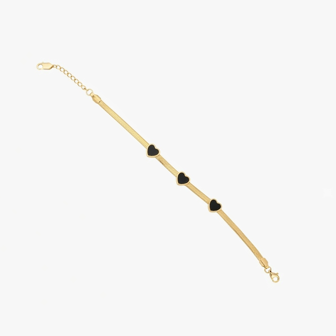 Black Heart Charm Bracelet