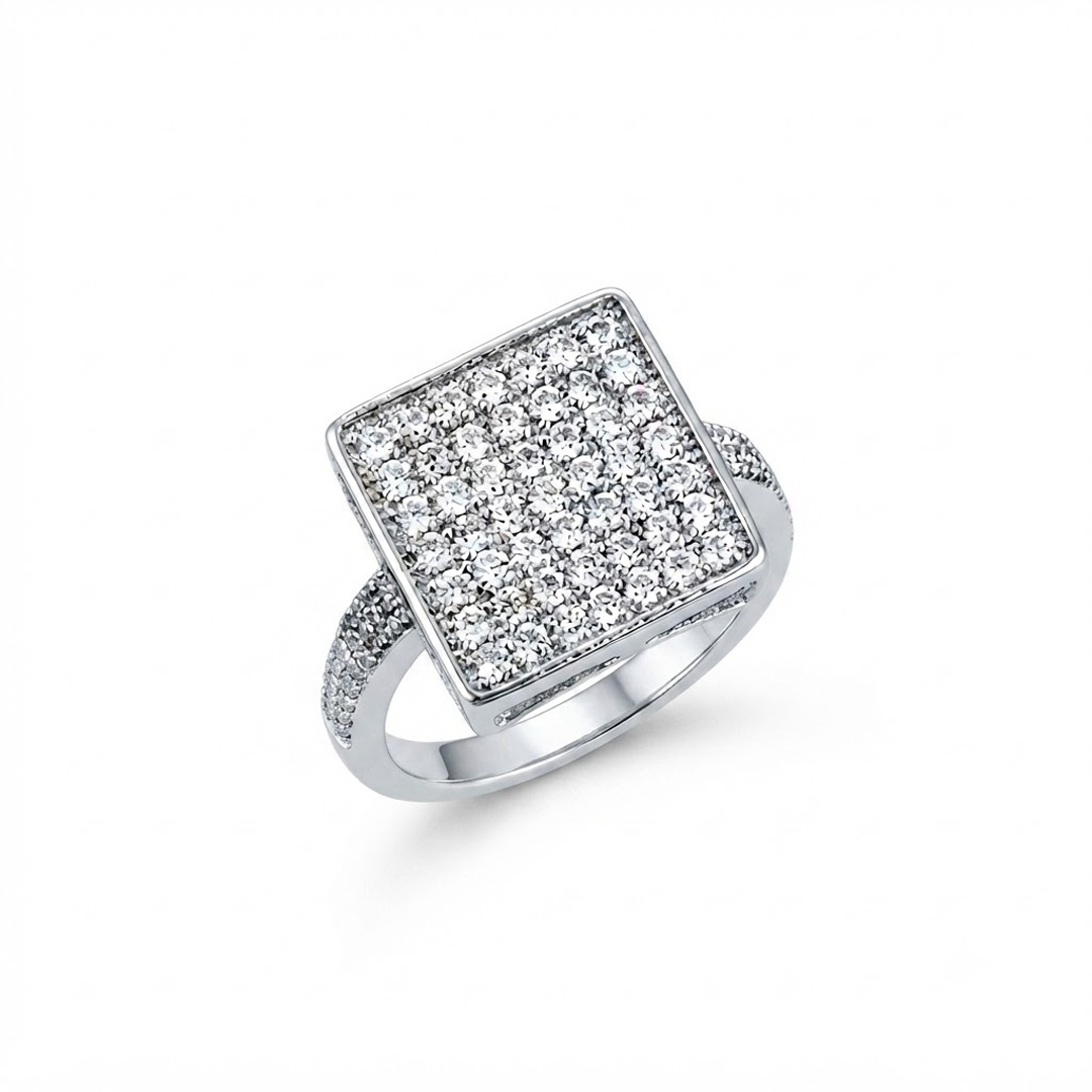 Pavé-Set Square Statement Ring