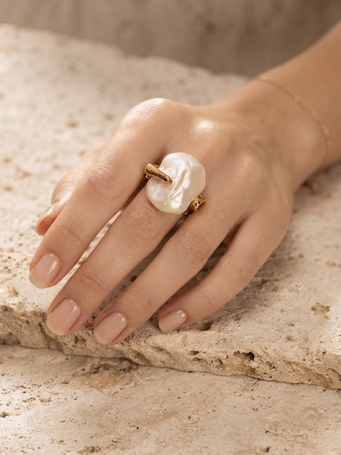 Chunky Baroque Pearl Ring - Image 2
