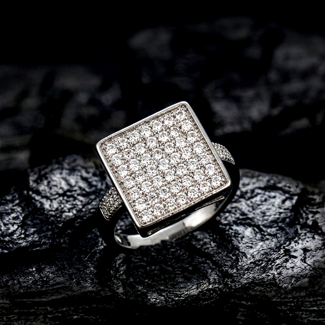 Pavé-Set Square Statement Ring