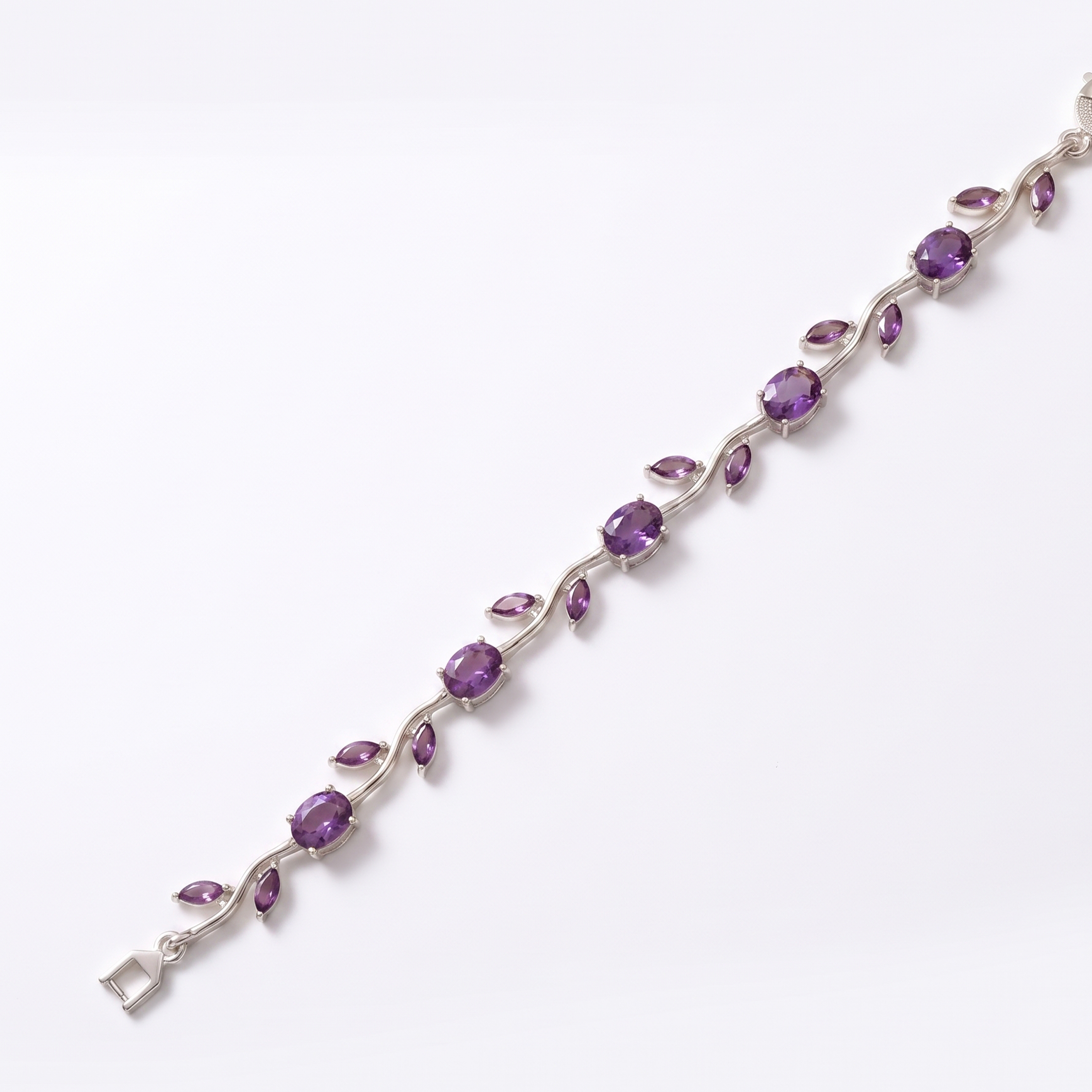 Silver-Plated Purple Leaf Bracelet - Image 2