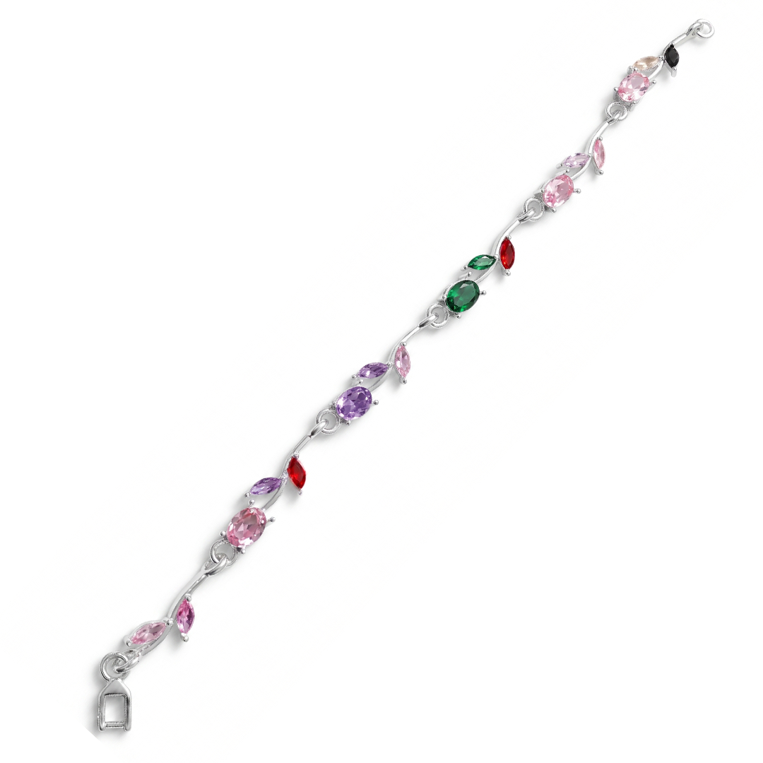 Silver-Plated multi colour Leaf Bracelet 2 - Image 2