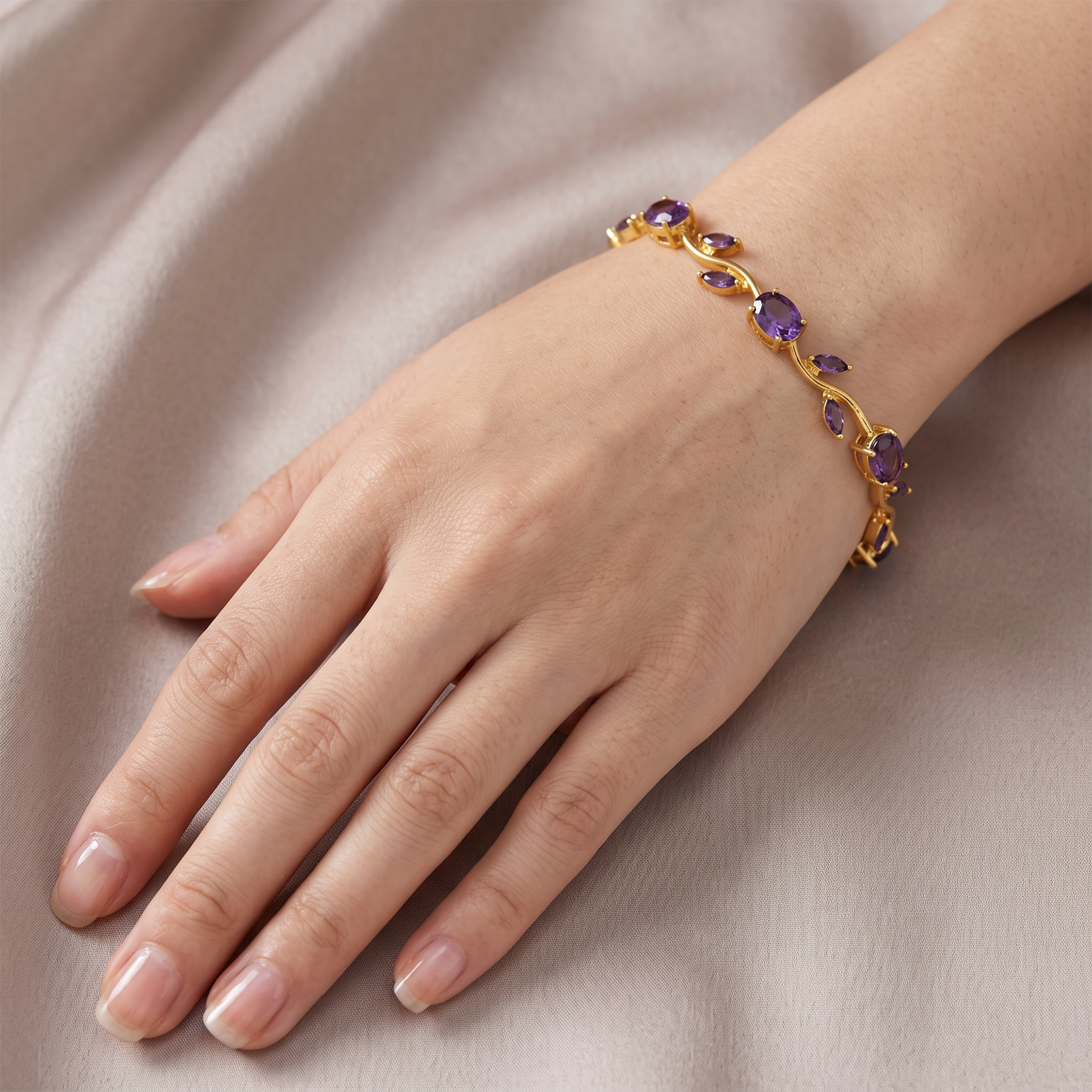 Gold-Plated Purple Leaf Bracelet