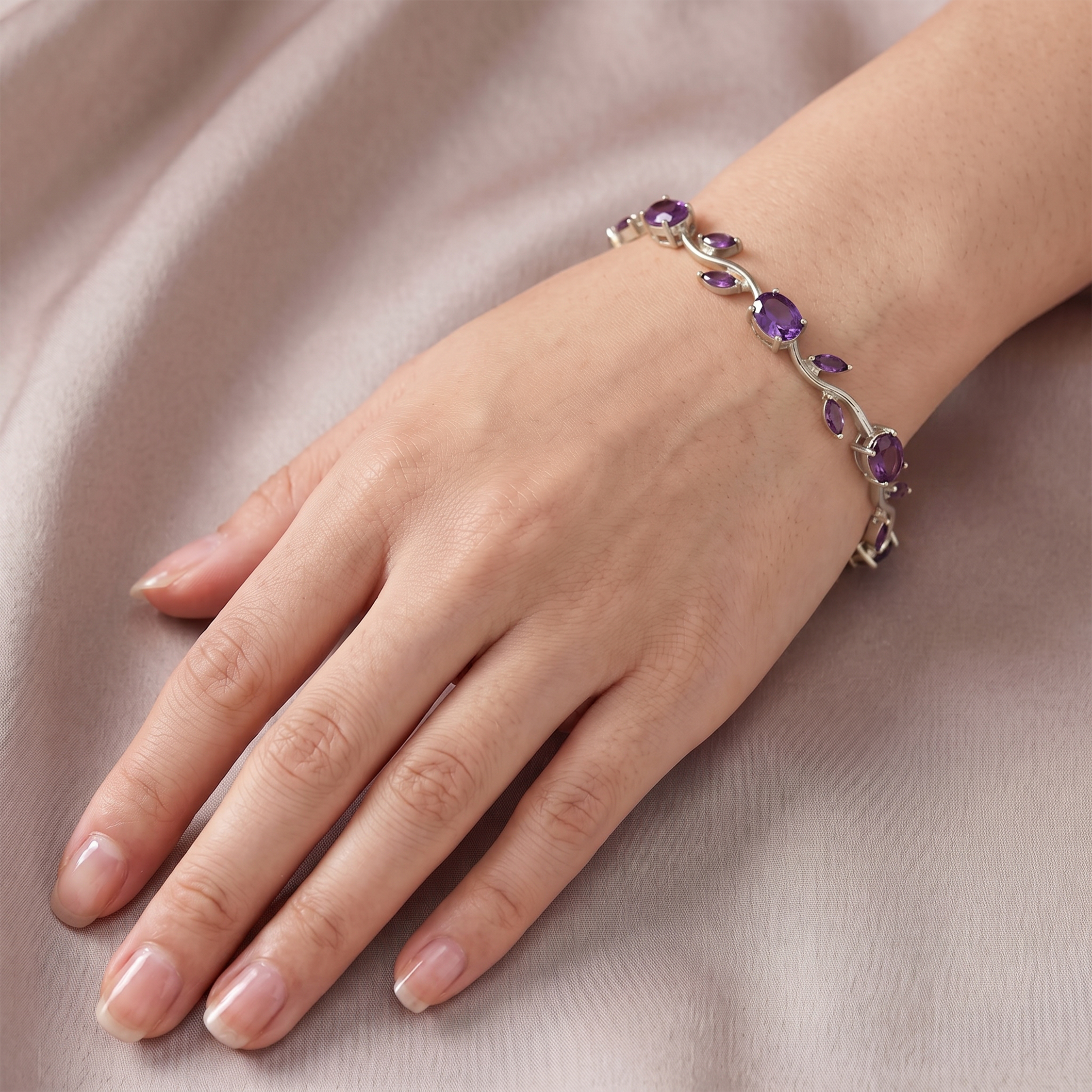 Silver-Plated Purple Leaf Bracelet