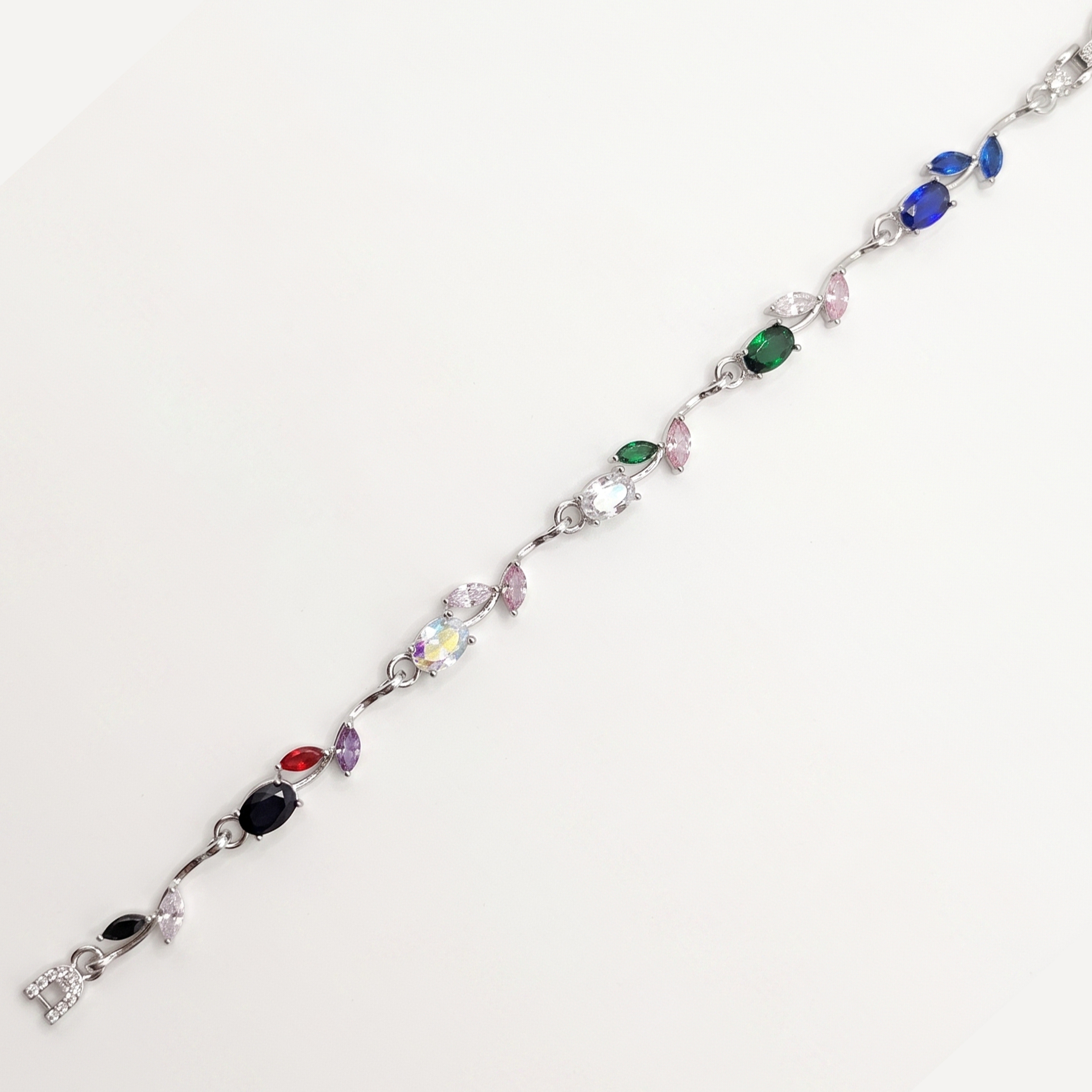 Silver-Plated multi colour Leaf Bracelet - Image 2