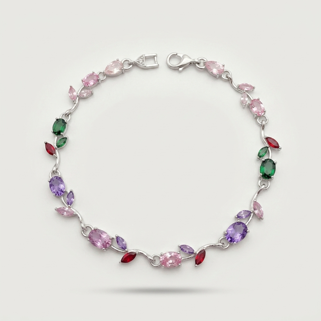 Silver-Plated multi colour Leaf Bracelet 2 - Image 3