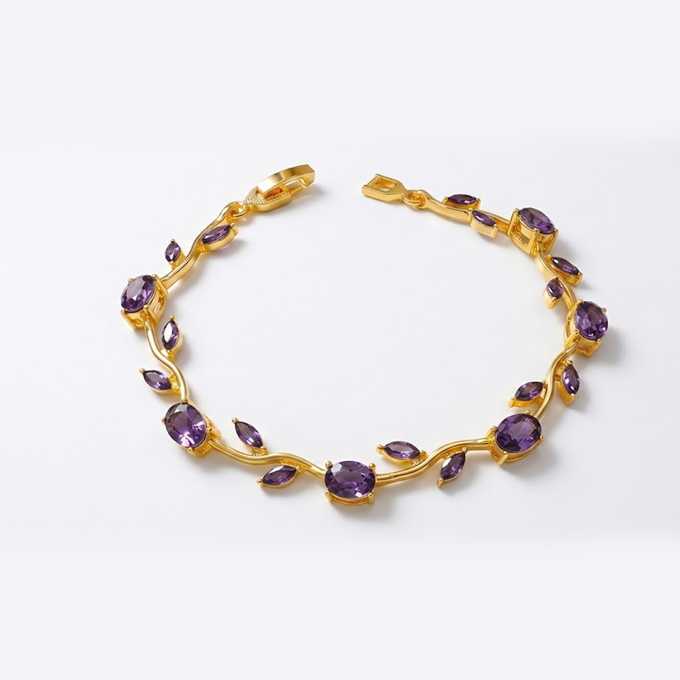 Gold-Plated Purple Leaf Bracelet - Image 3