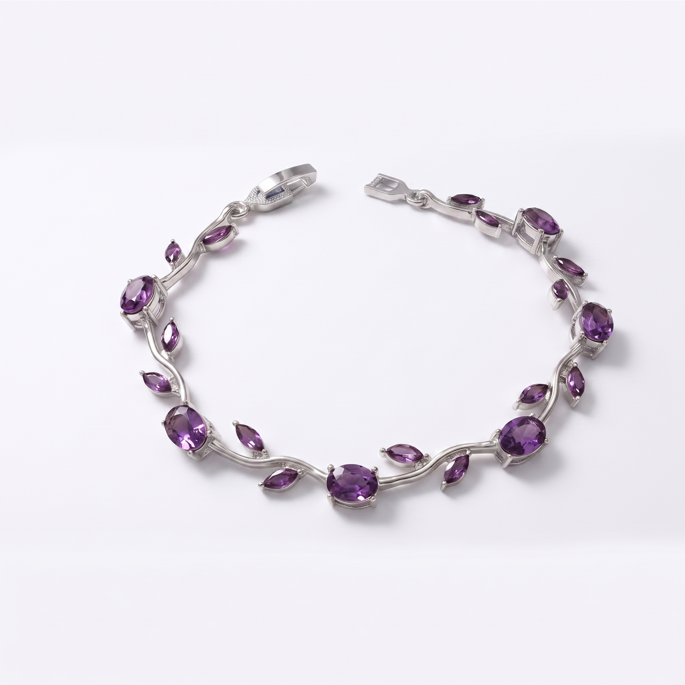 Silver-Plated Purple Leaf Bracelet - Image 3