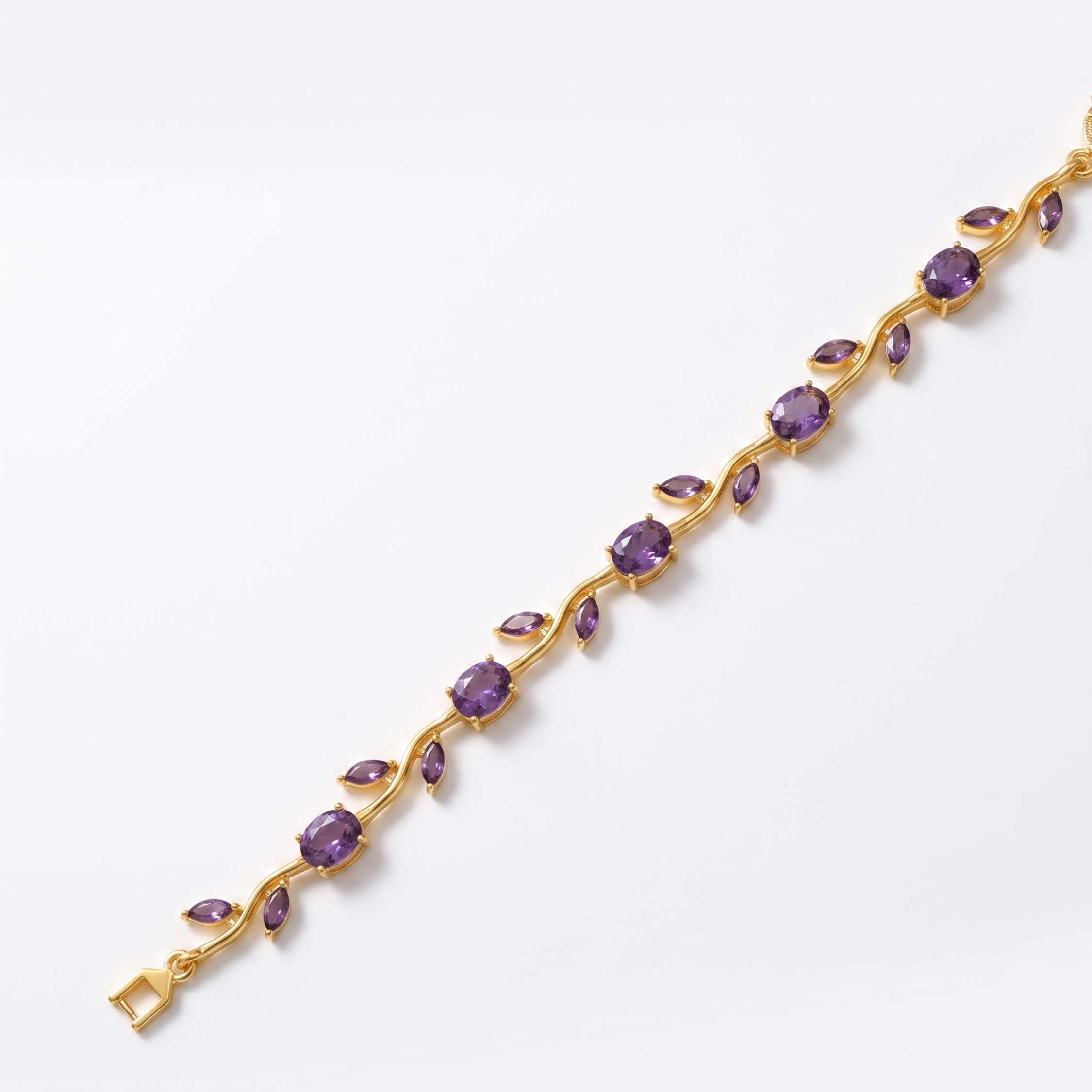 Gold-Plated Purple Leaf Bracelet - Image 2